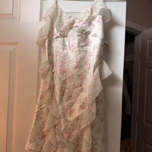 Forever 21 Ivory Dress with Pink Floral Print